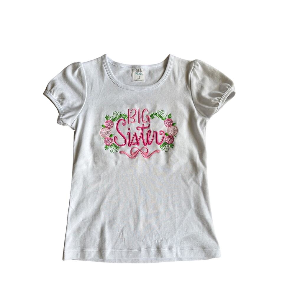 Girls size 8 Big Sister White and Pink Shirt